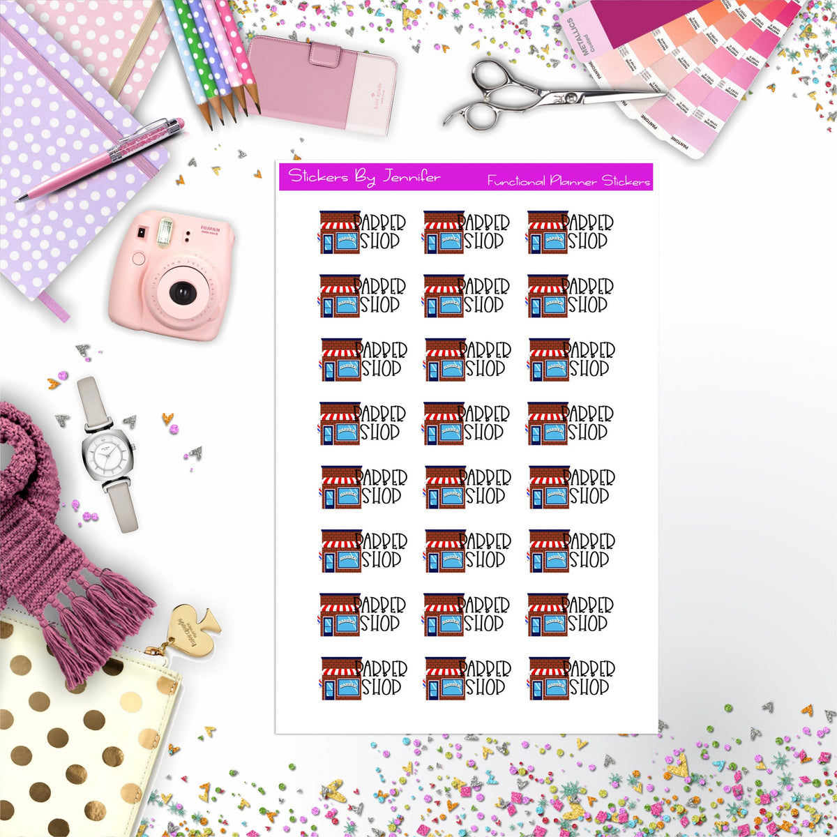Barber Shop Stickers, Planner Stickers, Journal Stickers, Functional Planner Stickers, Stationary Stickers