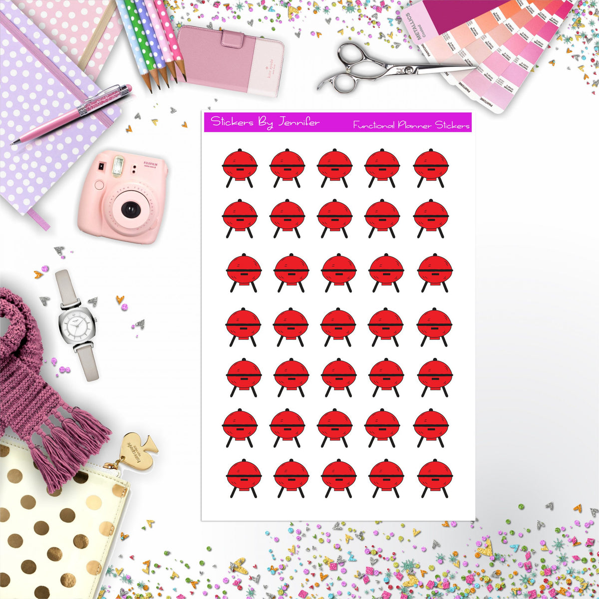 BBQ Grill Stickers, Planner Stickers, Journal Stickers, Functional Planner Stickers, Stationary Stickers