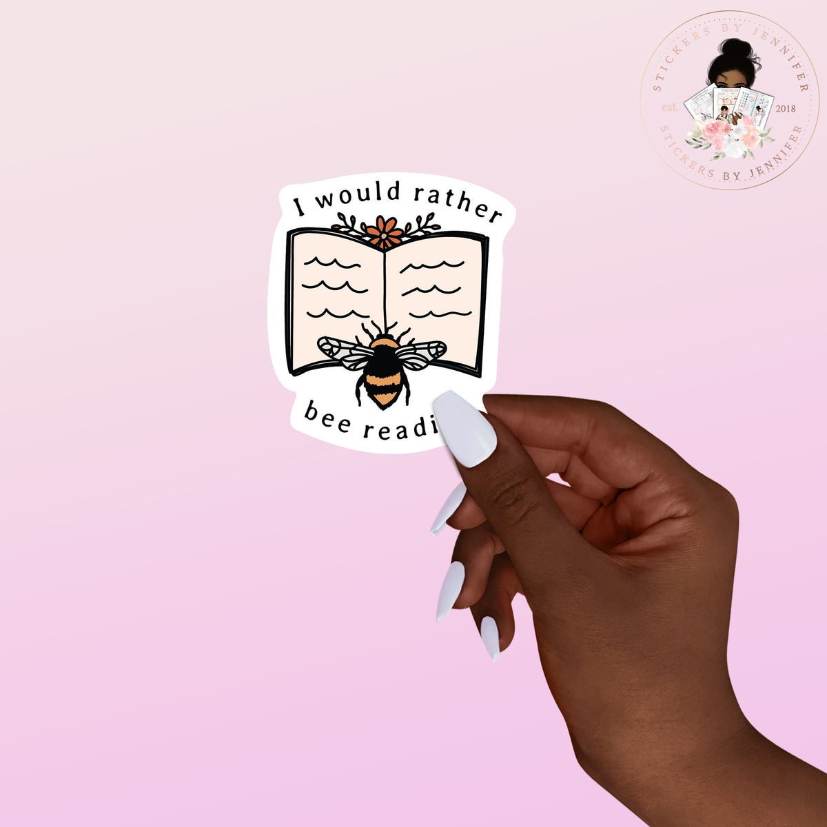 Bee Reading Vinyl Sticker