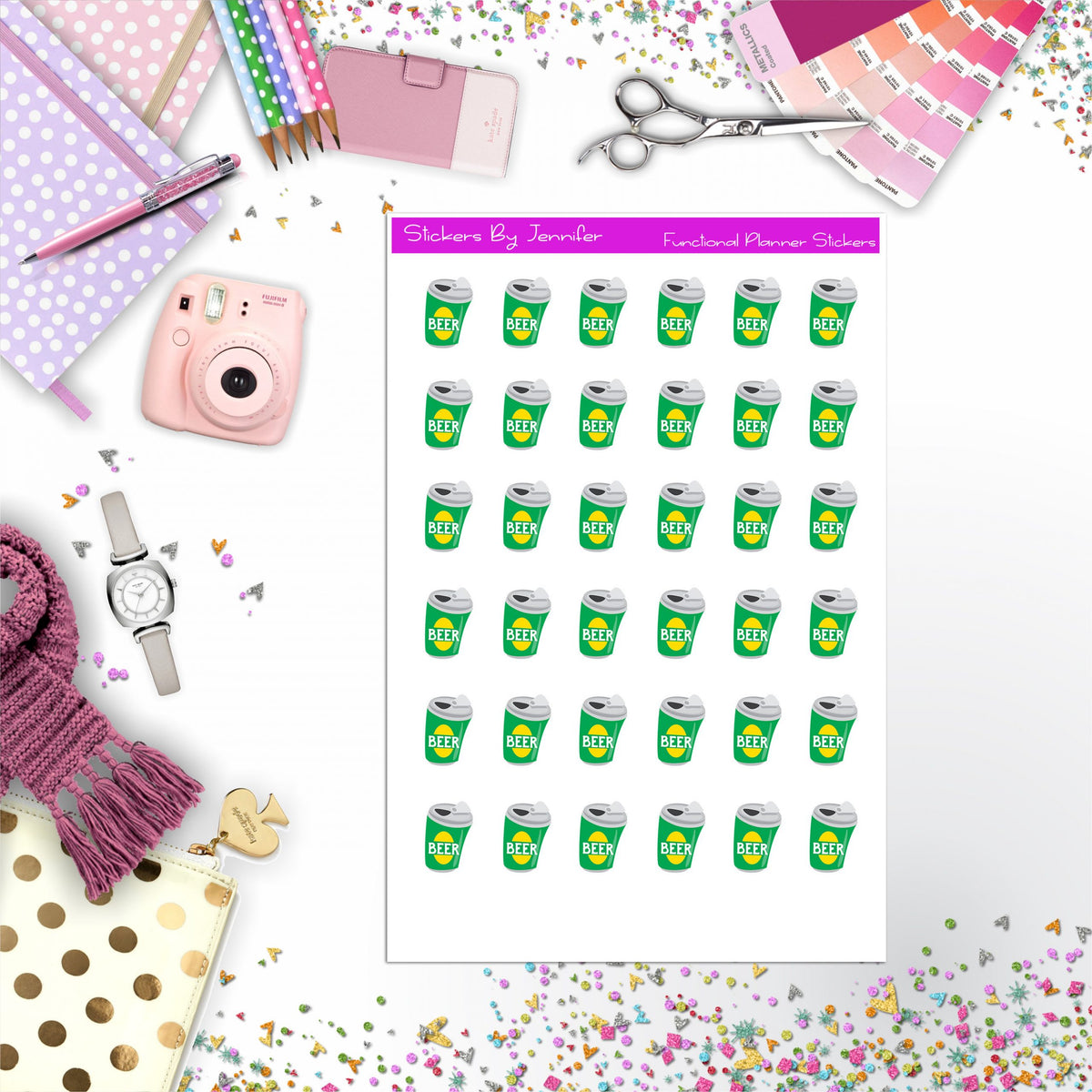 Beer Stickers, Planner Stickers, Journal Stickers, Functional Planner Stickers, Stationary Stickers