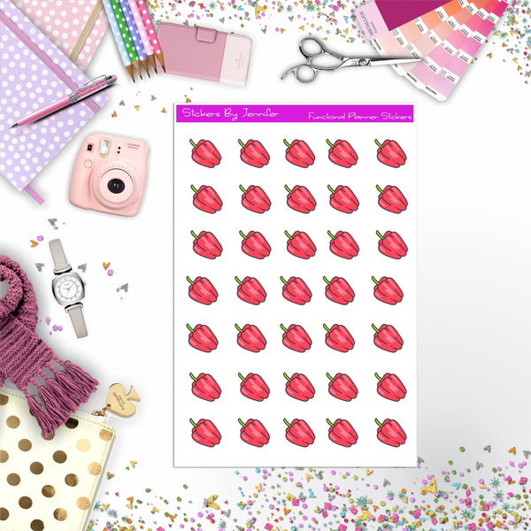 Bell Pepper Stickers, Planner Stickers, Journal Stickers, Functional Planner Stickers, Stationary Stickers