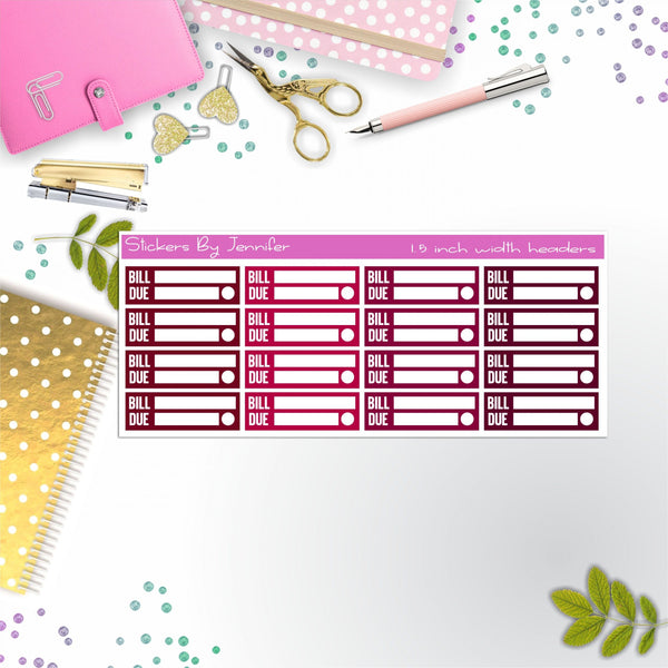 Bill Due Quarter Boxes  Planner Stickers, Journal Stickers, Functional Planner Stickers, Stationary Stickers