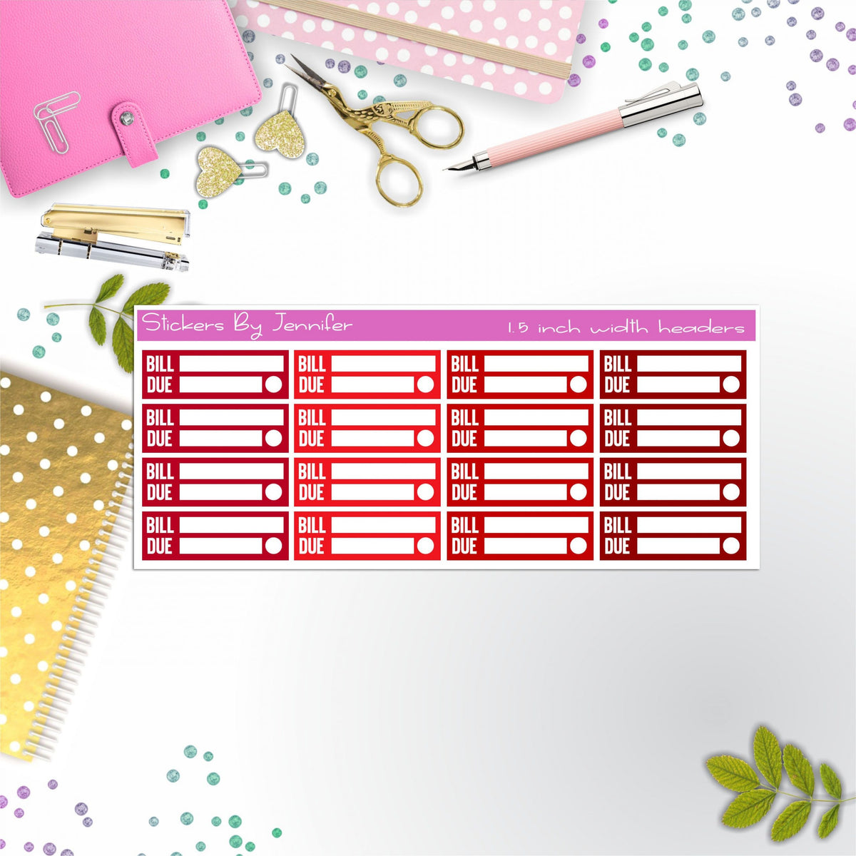 Bill Due Quarter Boxes  Planner Stickers, Journal Stickers, Functional Planner Stickers, Stationary Stickers
