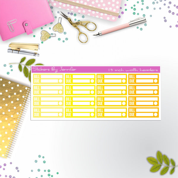 Bill Due Quarter Boxes  Planner Stickers, Journal Stickers, Functional Planner Stickers, Stationary Stickers