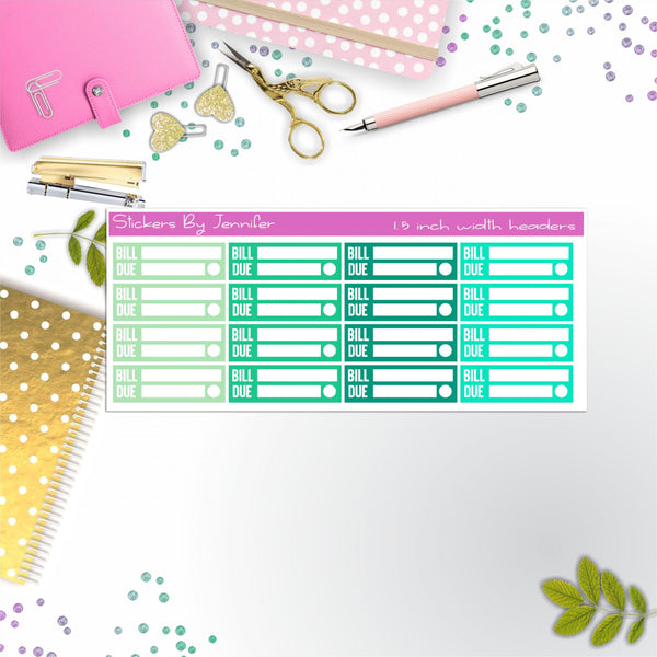 Bill Due Quarter Boxes  Planner Stickers, Journal Stickers, Functional Planner Stickers, Stationary Stickers