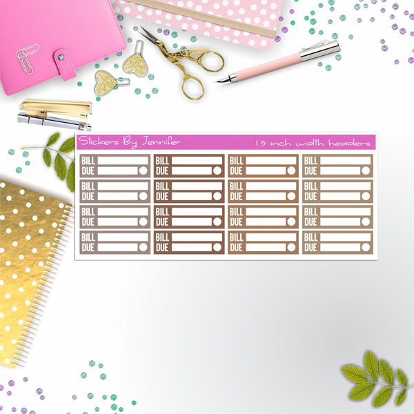 Bill Due Quarter Boxes  Planner Stickers, Journal Stickers, Functional Planner Stickers, Stationary Stickers