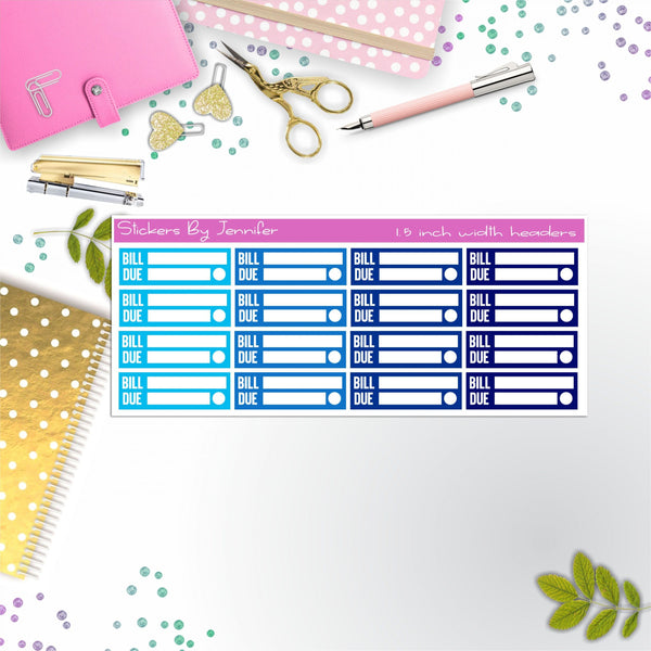 Bill Due Quarter Boxes  Planner Stickers, Journal Stickers, Functional Planner Stickers, Stationary Stickers