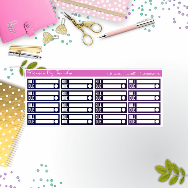 Bill Due Quarter Boxes  Planner Stickers, Journal Stickers, Functional Planner Stickers, Stationary Stickers
