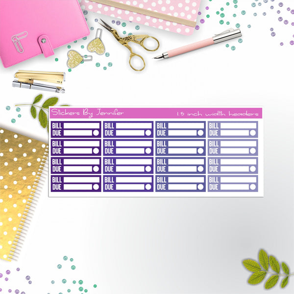 Bill Due Quarter Boxes  Planner Stickers, Journal Stickers, Functional Planner Stickers, Stationary Stickers