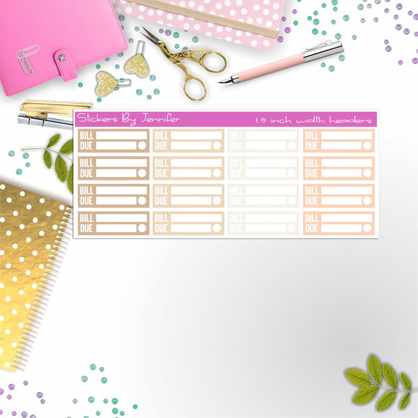 Bill Due Quarter Boxes  Planner Stickers, Journal Stickers, Functional Planner Stickers, Stationary Stickers