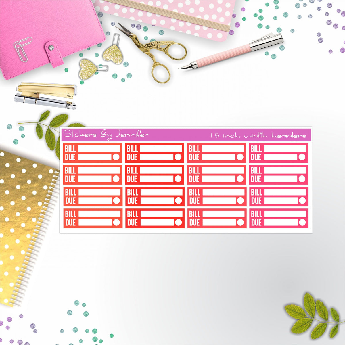 Bill Due Quarter Boxes  Planner Stickers, Journal Stickers, Functional Planner Stickers, Stationary Stickers