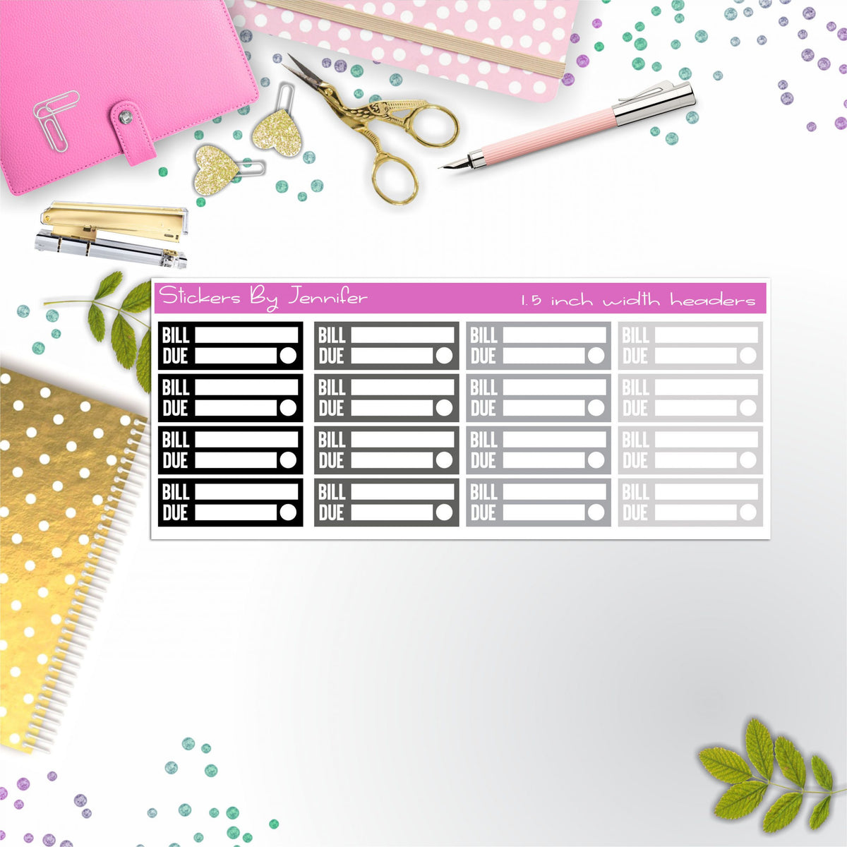 Bill Due Quarter Boxes  Planner Stickers, Journal Stickers, Functional Planner Stickers, Stationary Stickers