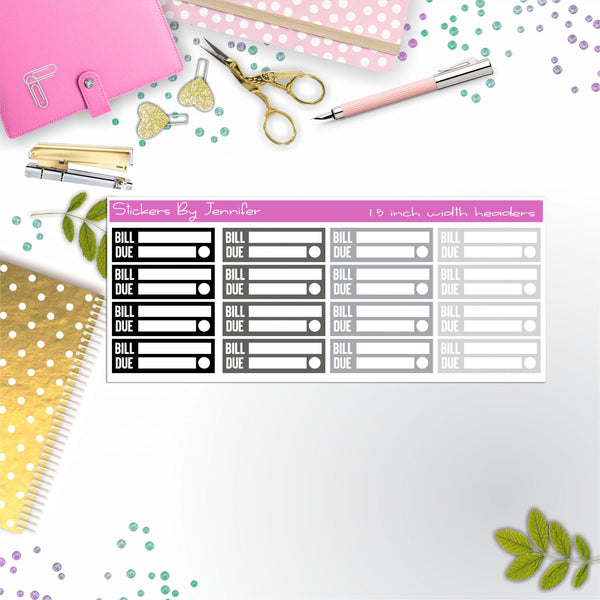 Bill Due Quarter Boxes  Planner Stickers, Journal Stickers, Functional Planner Stickers, Stationary Stickers