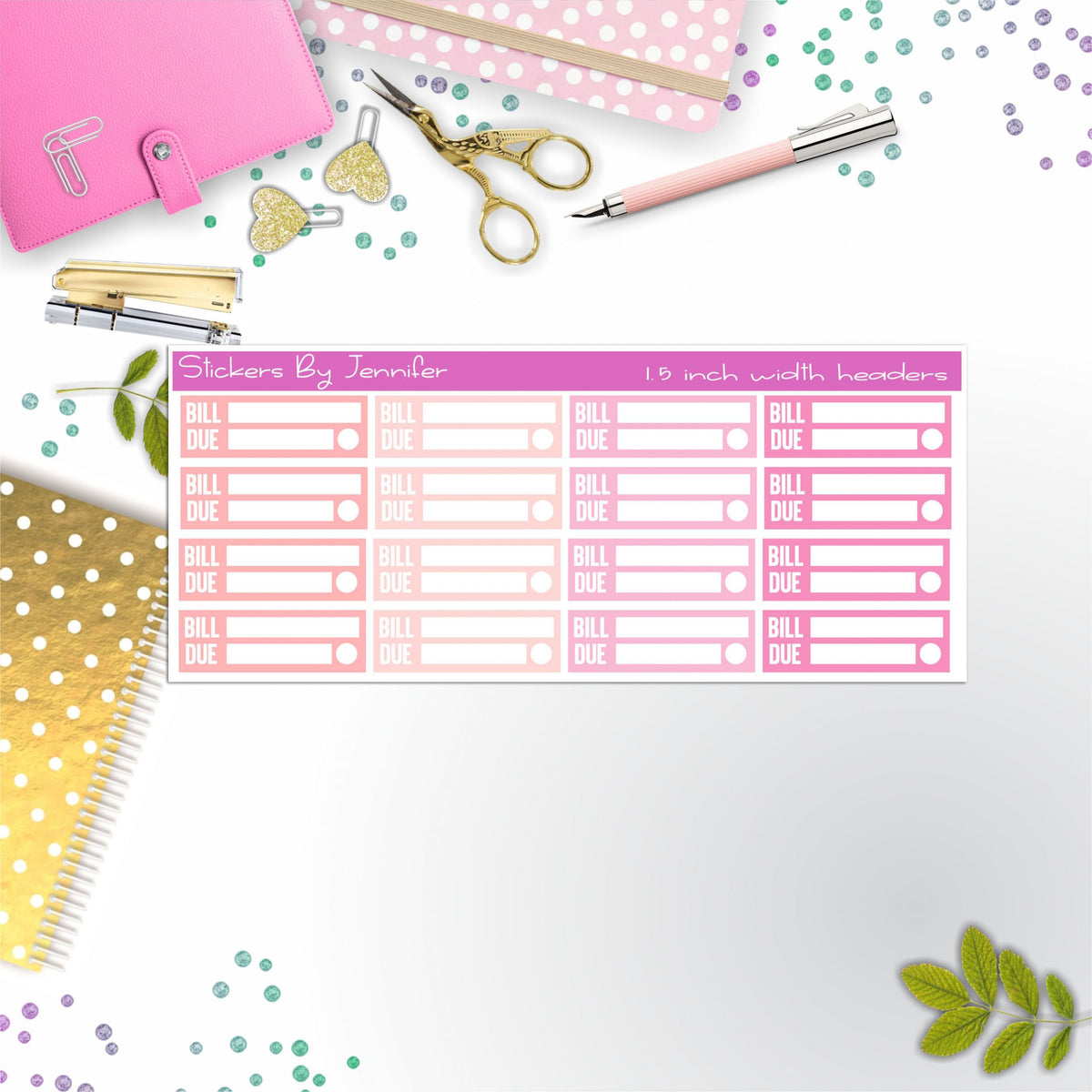 Bill Due Quarter Boxes  Planner Stickers, Journal Stickers, Functional Planner Stickers, Stationary Stickers