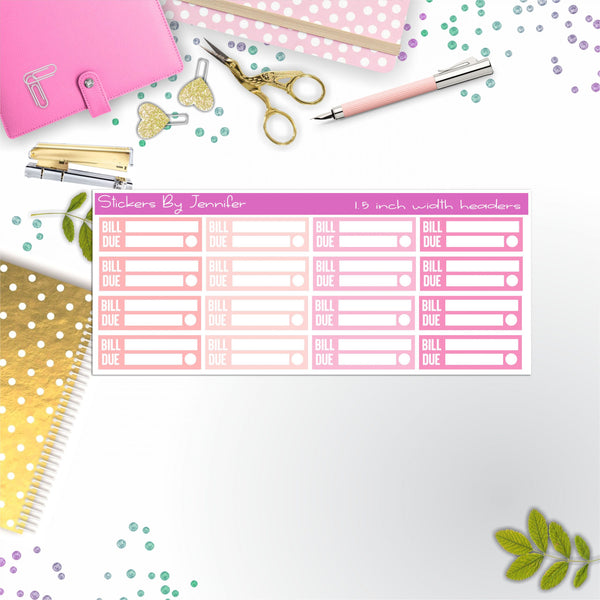 Bill Due Quarter Boxes  Planner Stickers, Journal Stickers, Functional Planner Stickers, Stationary Stickers