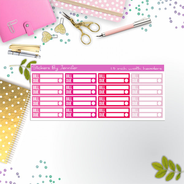 Bill Due Quarter Boxes  Planner Stickers, Journal Stickers, Functional Planner Stickers, Stationary Stickers