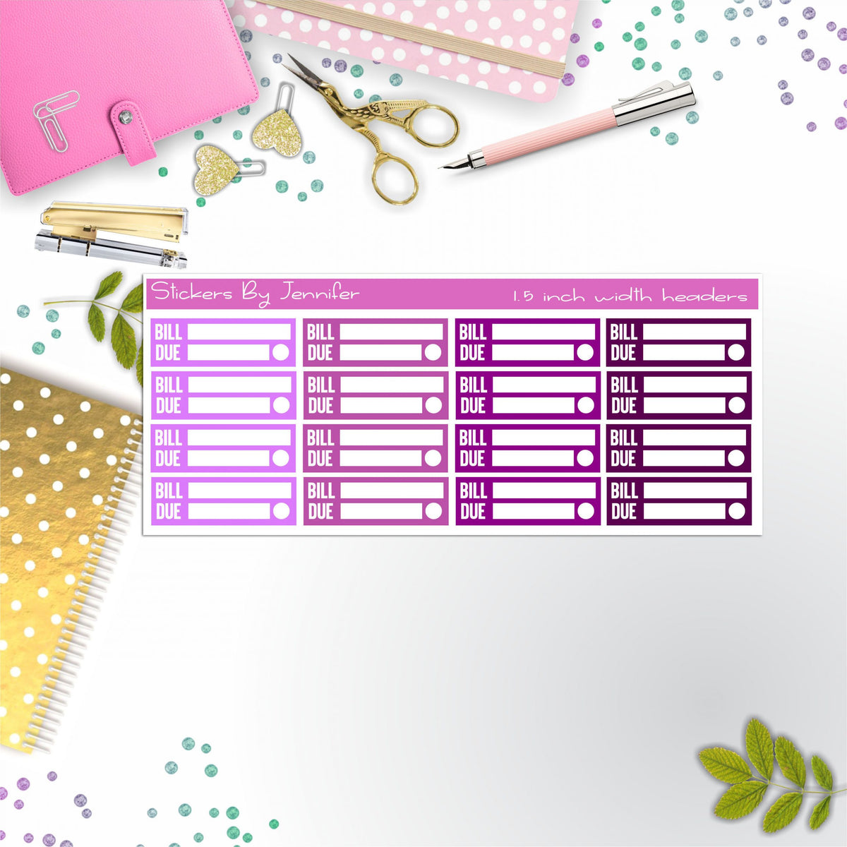 Bill Due Quarter Boxes  Planner Stickers, Journal Stickers, Functional Planner Stickers, Stationary Stickers