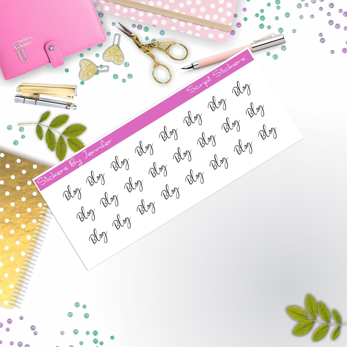 Blog Script Stickers, Typography Stickers, Planner Stickers, Journal Stickers, Functional Planner Stickers, Stationary Stickers