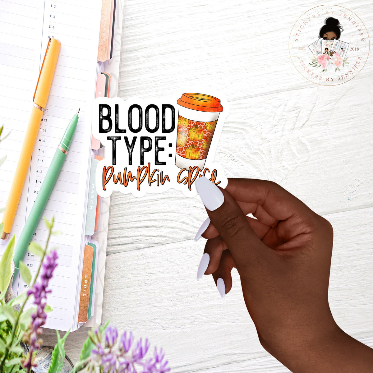 Blood Type Pumpkin Spice Vinyl Sticker
