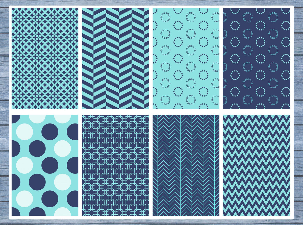Blue Pattern Full Box Planner Stickers, Big Happy Planner, Erin Condren, Classic Happy Planner
