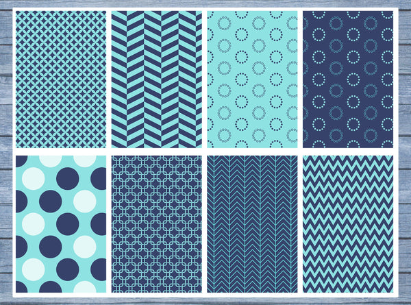 Blue Pattern Full Box Planner Stickers, Big Happy Planner, Erin Condren, Classic Happy Planner