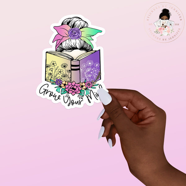 Books Grow Your Mind Vinyl Sticker