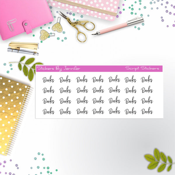 Books Script Stickers, Typography Stickers, Planner Stickers, Journal Stickers, Functional Planner Stickers, Stationary Stickers