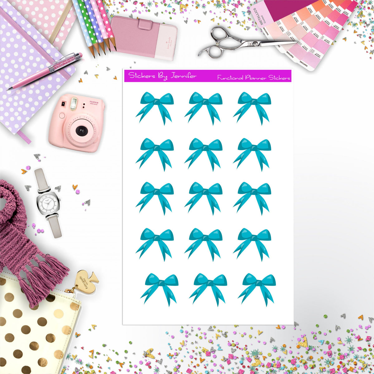 Bow Stickers, Planner Stickers, Journal Stickers, Functional Planner Stickers, Stationary Stickers