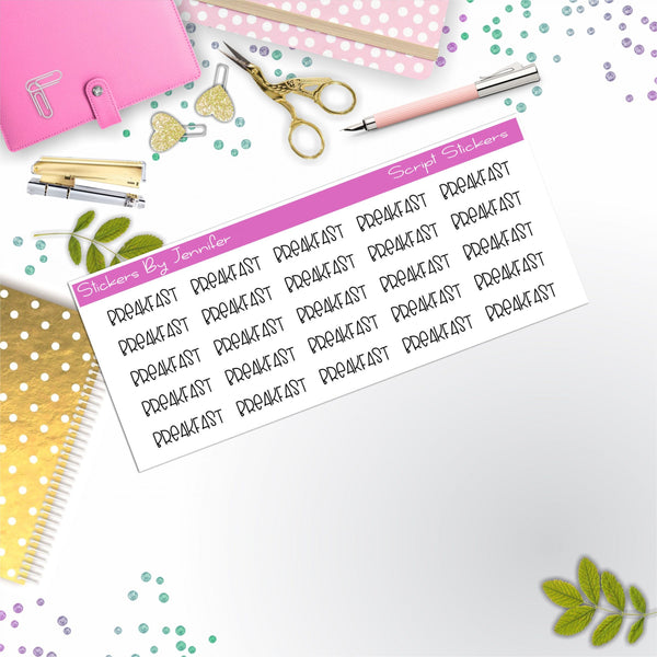 Breakfast Script Stickers, Typography Stickers, Planner Stickers