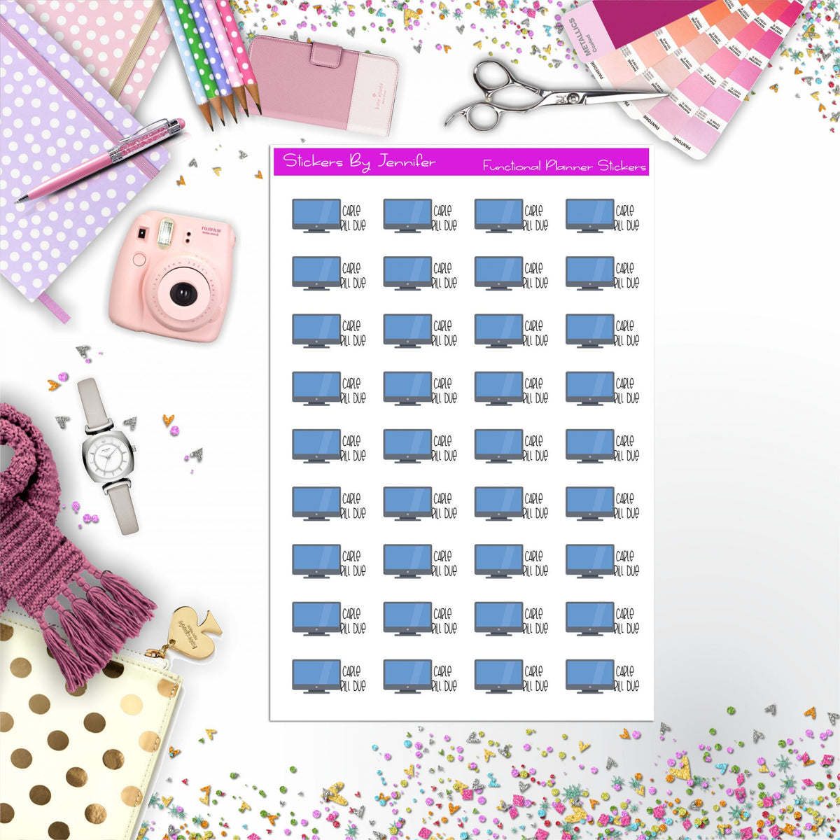 Cable Bill Due  Planner Stickers