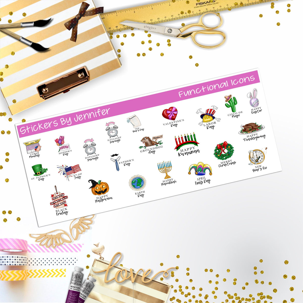 Calendar Icons Planner Stickers, Bullet Journal Stickers, Functional Planner Stickers, Stationary Stickers