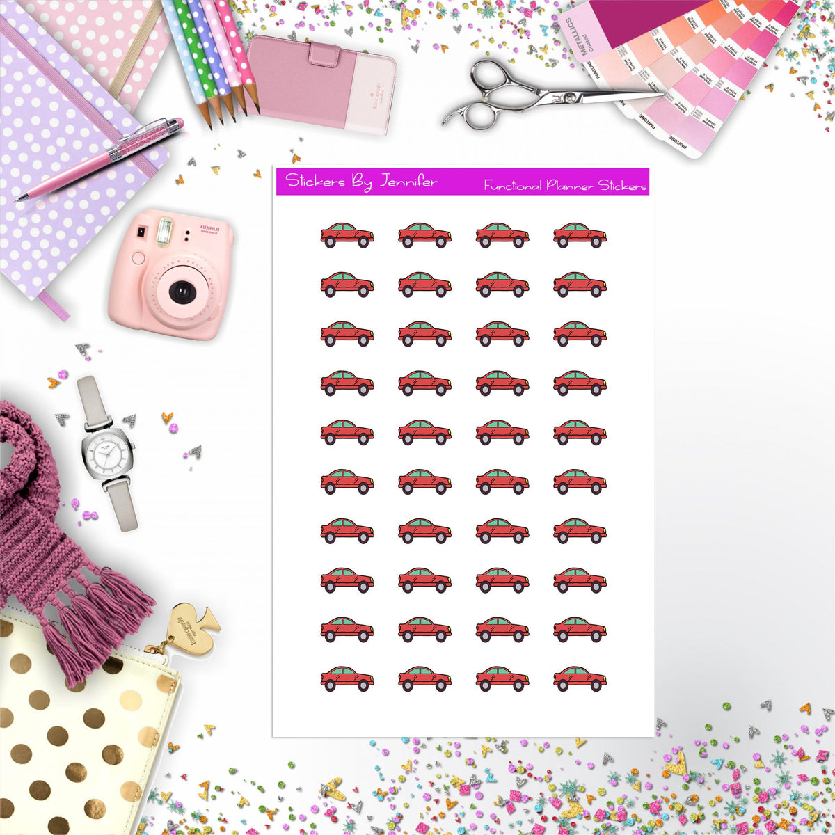 Car Stickers Stickers, Planner Stickers, Journal Stickers, Functional Planner Stickers, Stationary Stickers