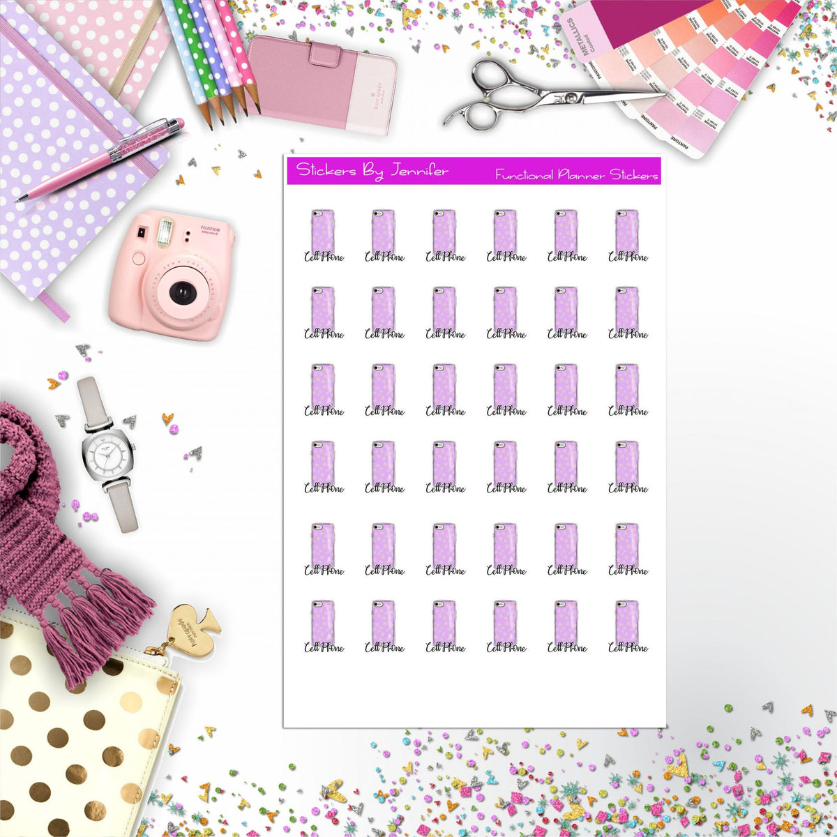 Cellphone Icon Planner Stickers, Bullet Journal Stickers, Functional Planner Stickers, Stationary Stickers