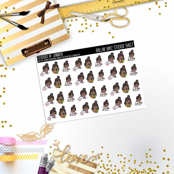 Character Girl Oils Mini DD016, Planner Stickers, Bullet Journal, Functional Planner Stickers, Stationary Stickers