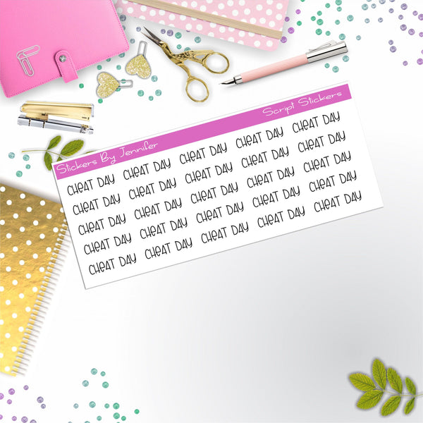 Cheat Day Script Stickers, Typography Stickers, Planner Stickers