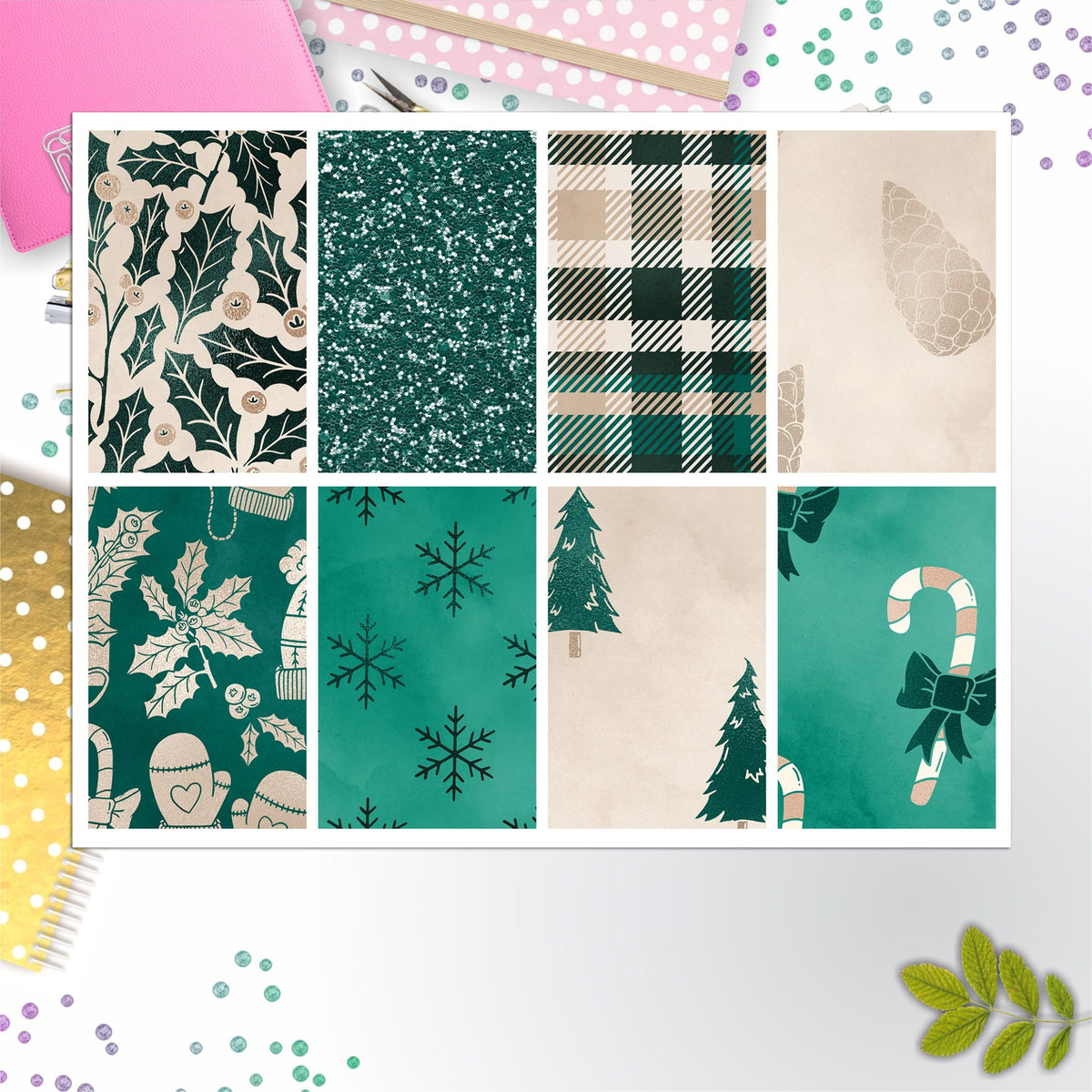 Christmas Green Full Box Big Happy Planner, Erin Condren, Classic Happy Planner