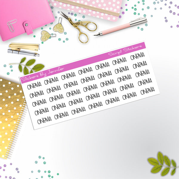 Cinema Script Stickers, Typography Stickers, Planner Stickers