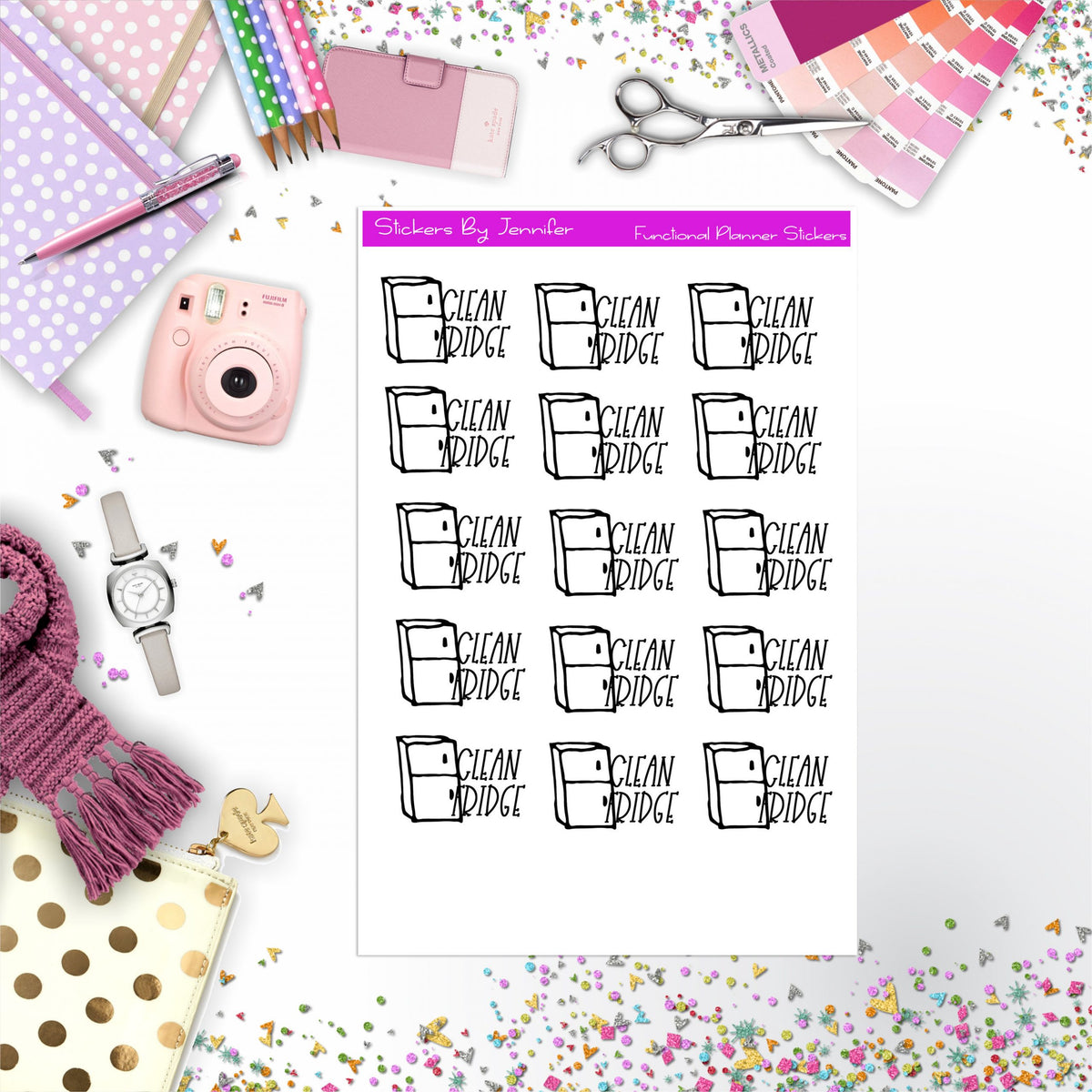 Clean Fridge Stickers, Planner Stickers, Journal Stickers, Functional Planner Stickers, Stationary Stickers