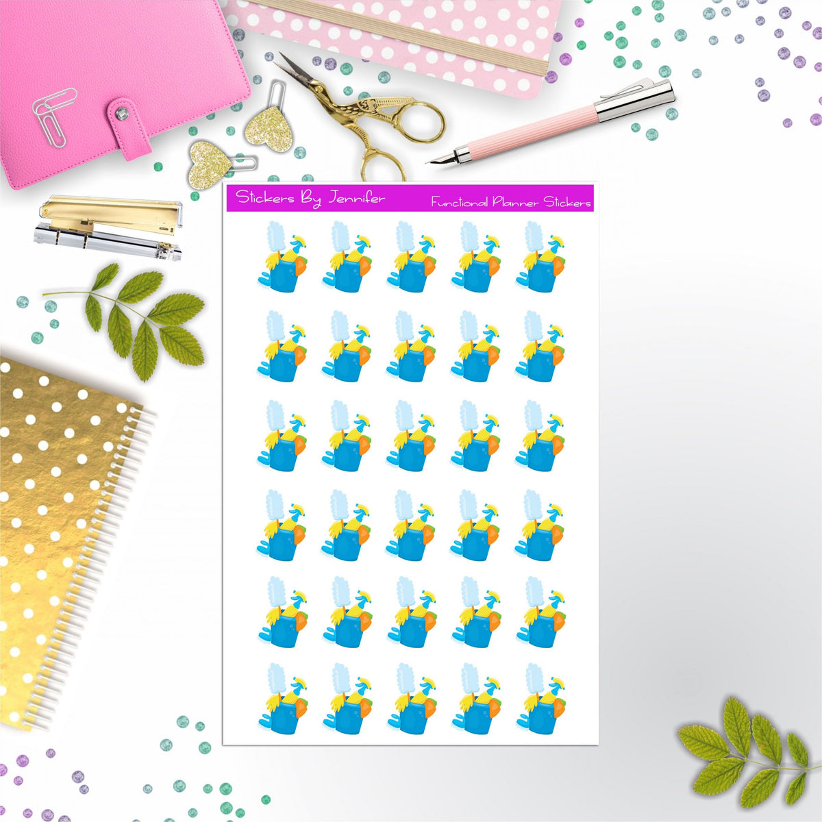 Cleaning Bucket Planner Stickers