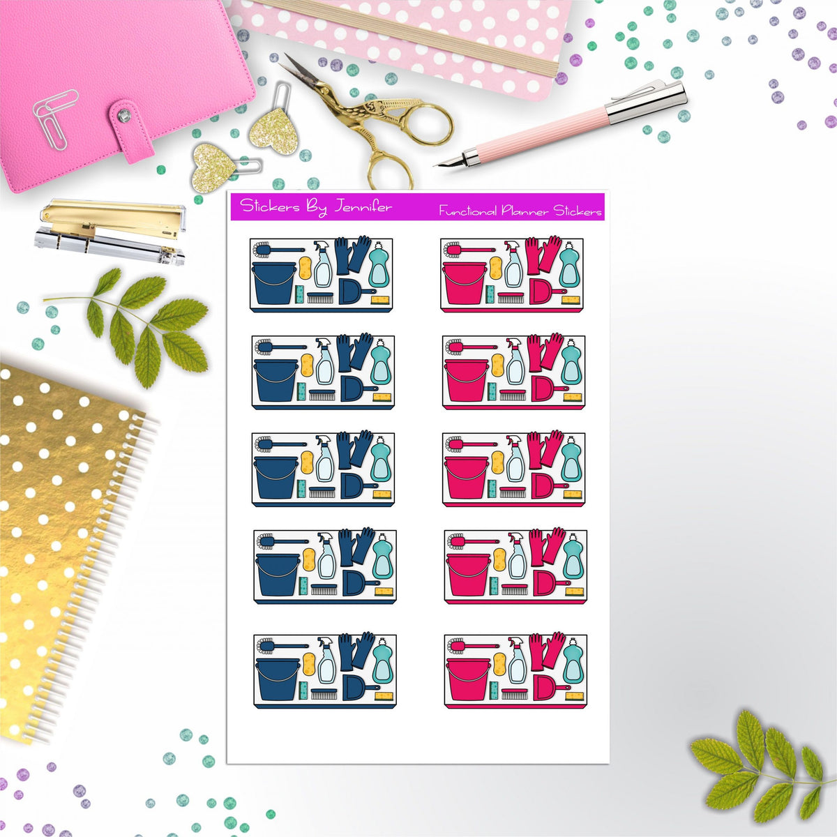 Cleaning Flat lay Planner Stickers