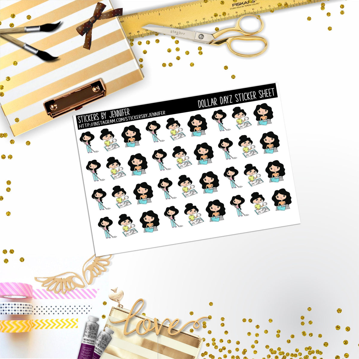 Cleaning Mini DD004, Planner Stickers, Bullet Journal, Functional Planner Stickers, Stationary Stickers