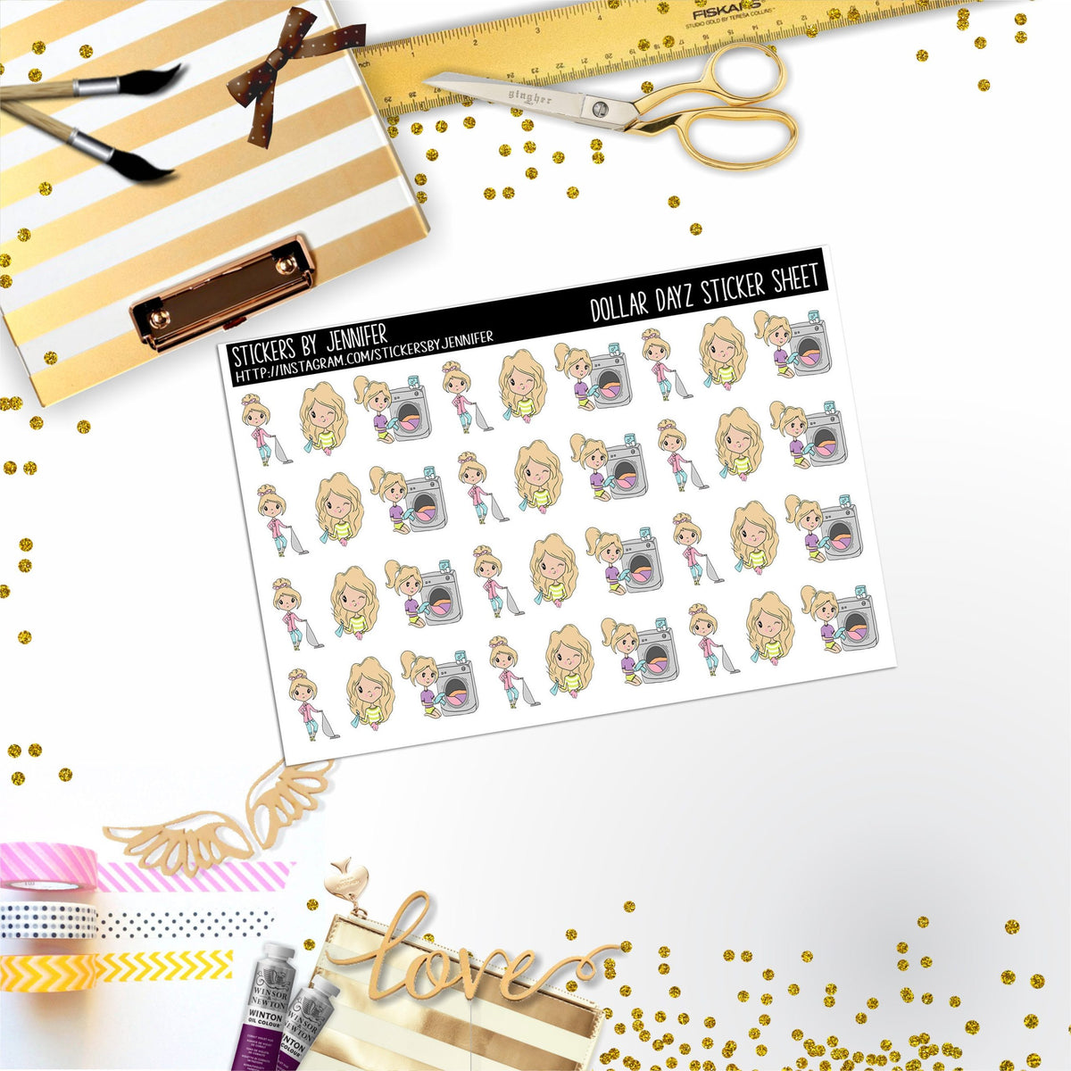 Cleaning Mini DD008, Planner Stickers, Bullet Journal, Functional Planner Stickers, Stationary Stickers
