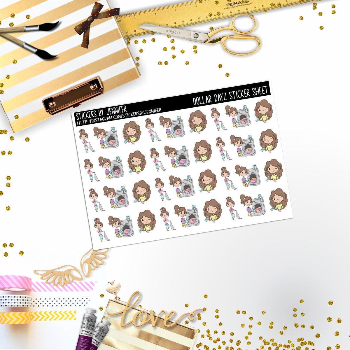 Cleaning Mini DD009, Planner Stickers, Bullet Journal, Functional Planner Stickers, Stationary Stickers