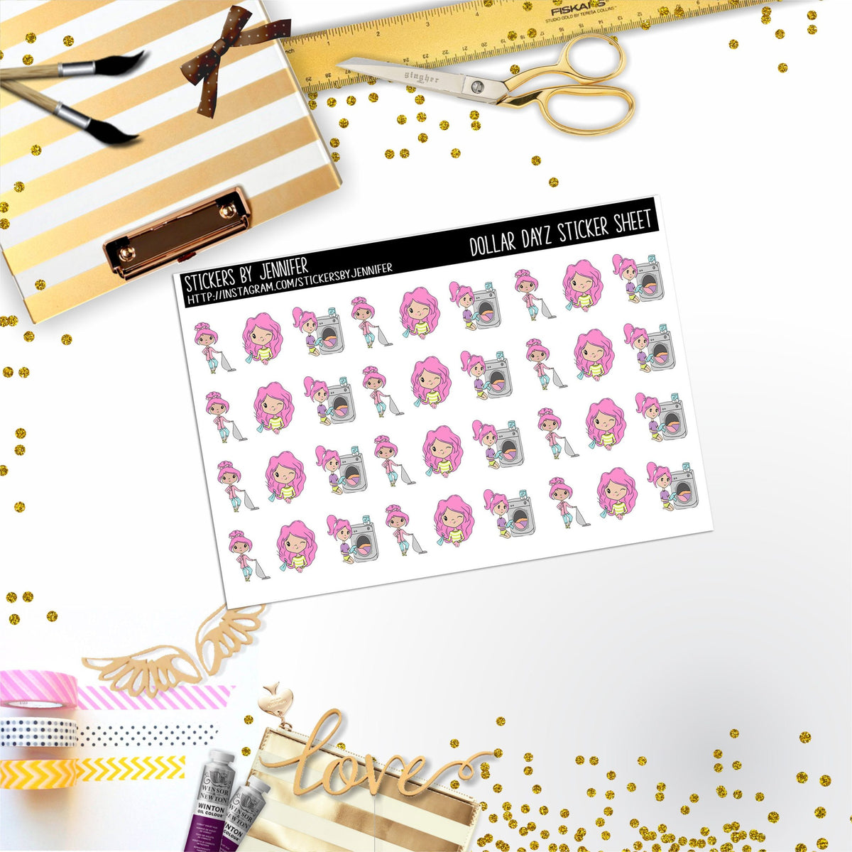 Cleaning Mini DD012, Planner Stickers, Bullet Journal, Functional Planner Stickers, Stationary Stickers