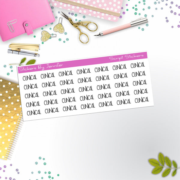 Clinical Script Stickers, Typography Stickers, Planner Stickers