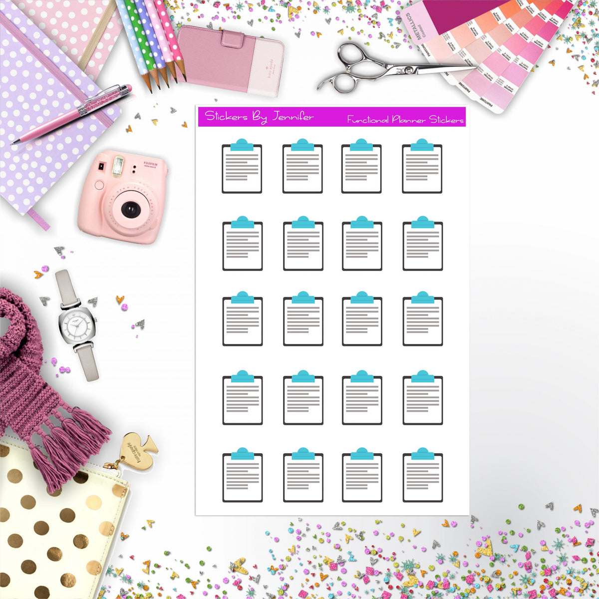 Clipboard Stickers, Planner Stickers, Journal Stickers, Functional Planner Stickers, Stationary Stickers