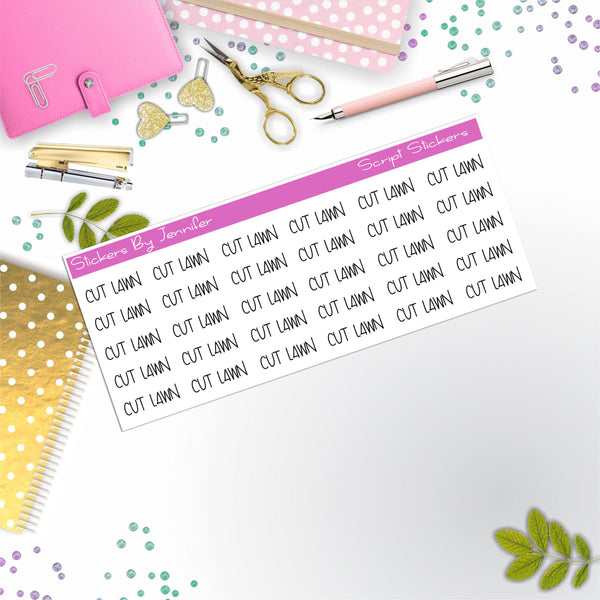 Cut Lawn Script Stickers, Typography Stickers, Planner Stickers