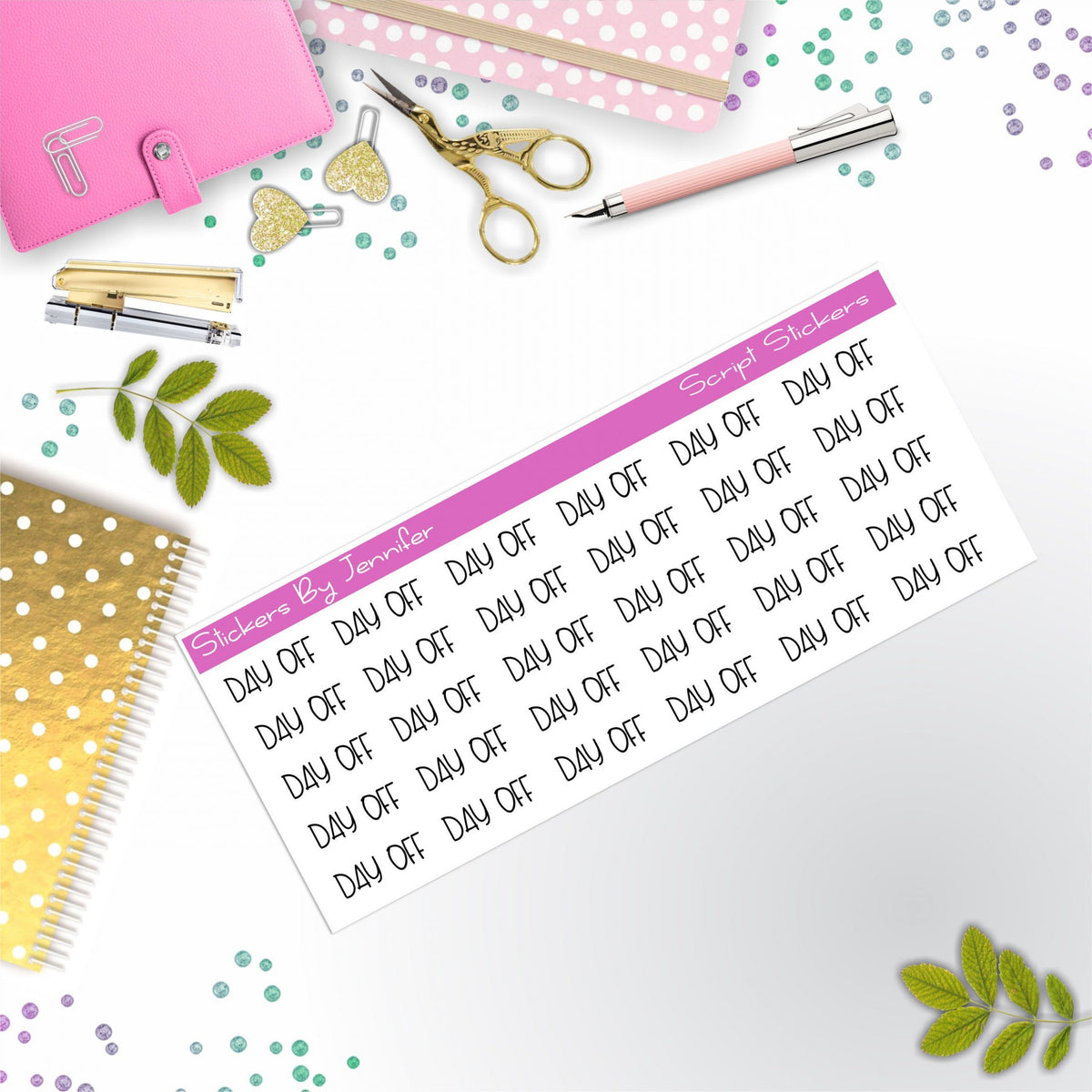 Day Off Script Stickers, Typography Stickers, Planner Stickers, Journal Stickers, Functional Planner Stickers, Stationary Stickers
