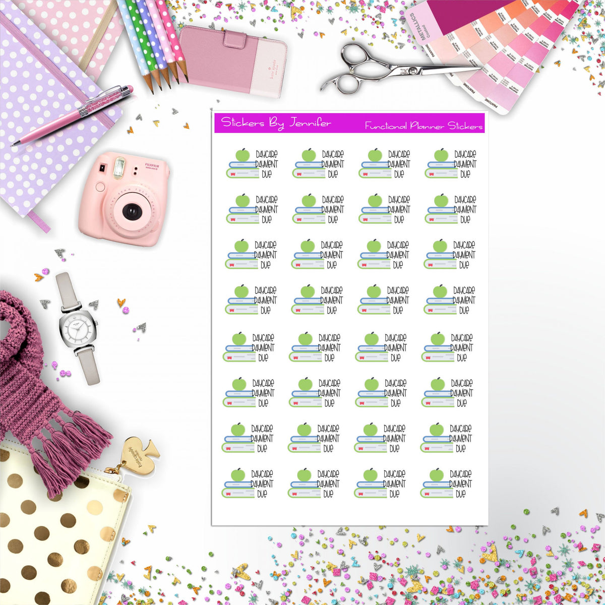 Daycare Bill Due Planner Stickers