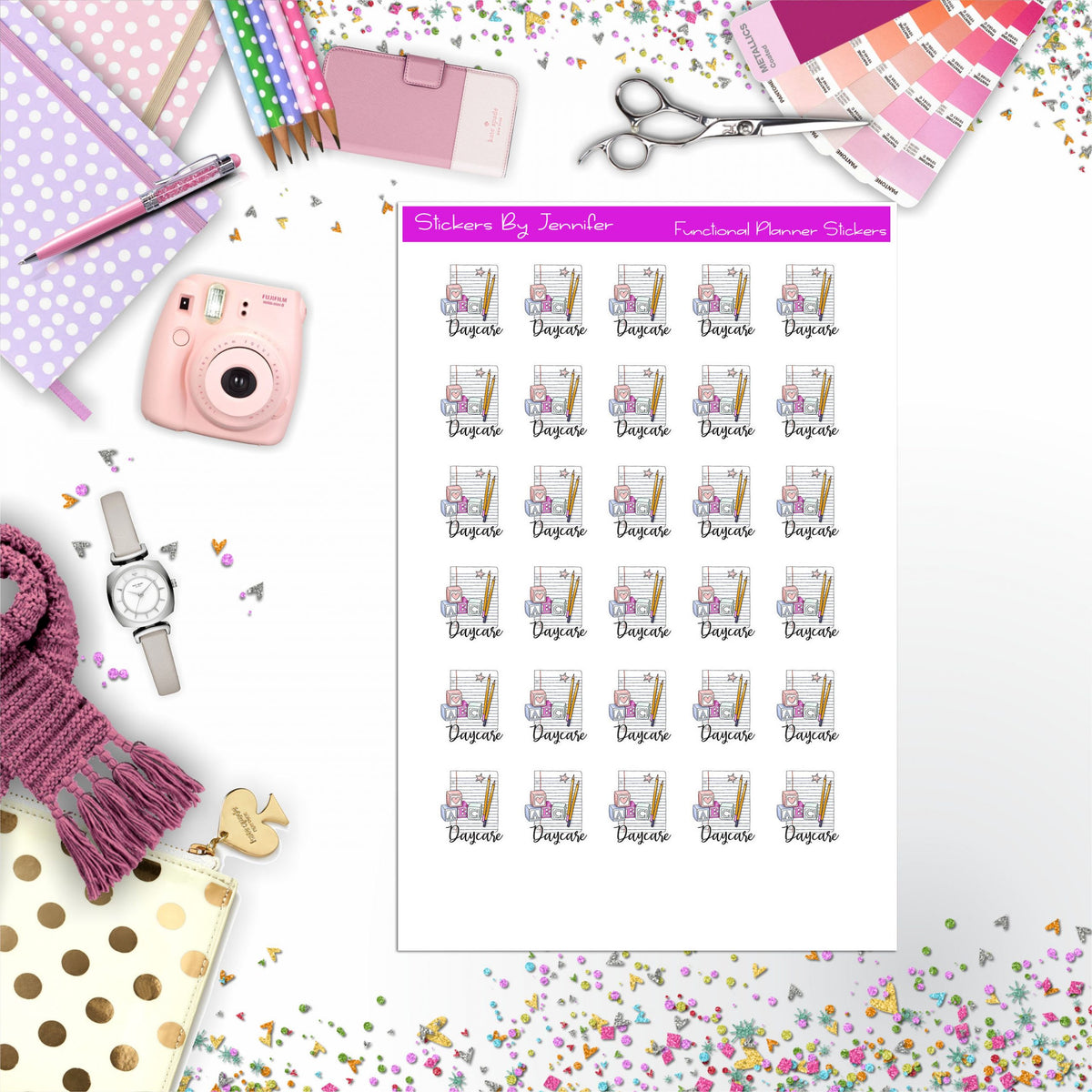 Daycare Icon Planner Stickers, Bullet Journal Stickers, Functional Planner Stickers, Stationary Stickers